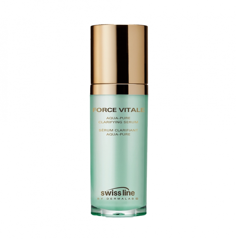 Huyết thanh trị mụn viêm cân bằng dầu và se khít chân lông Swissline force vitale aqua pure clarifying serum